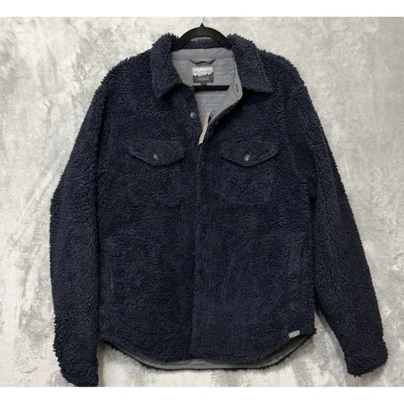 JCrew Large Nordic Sherpa Fleece Navy Shacket NWT'S Shirt Jacket Button Front